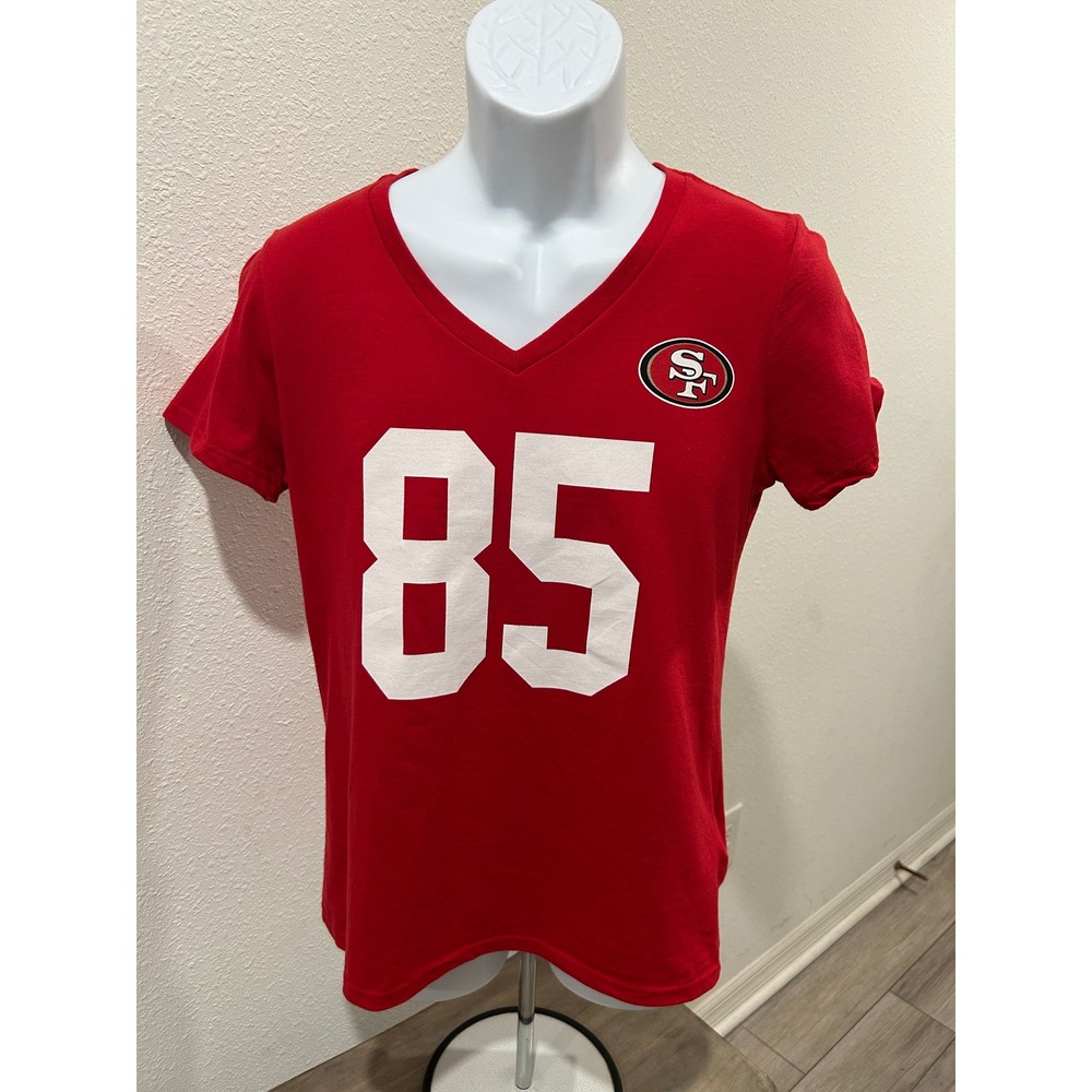 NFL San Francisco 49ers George Kittle 85 Red V-Neck T-Shirt Mens Small Official